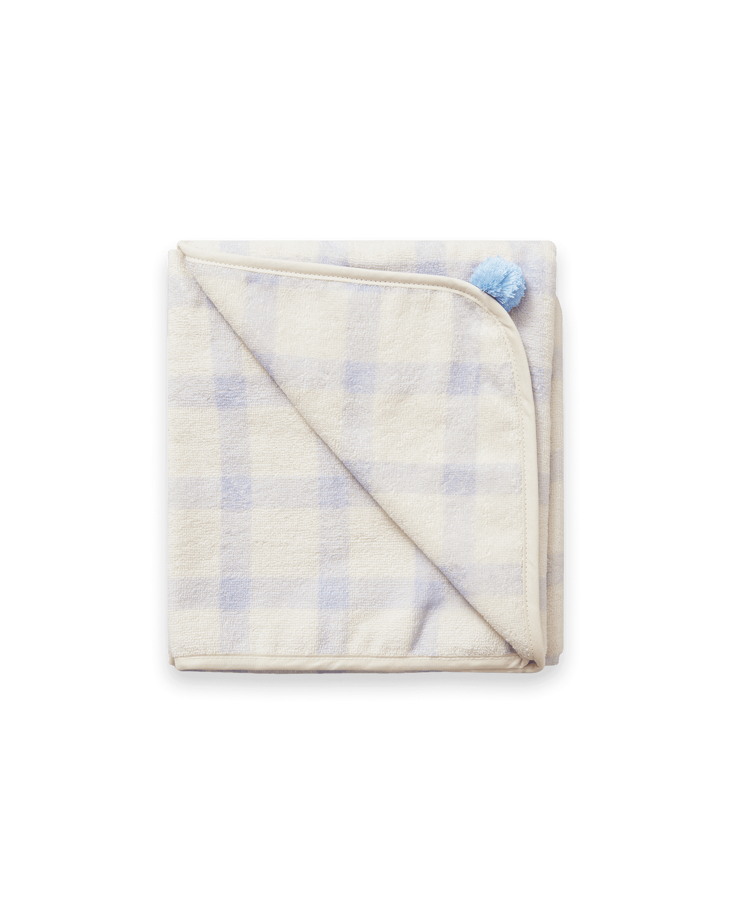 Terry Hooded Towel, Gingham Sorrel Blue, 80x80 cm