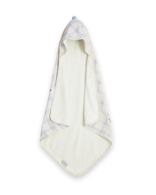 Terry Hooded Towel, Gingham Sorrel Blue, 80x80 cm