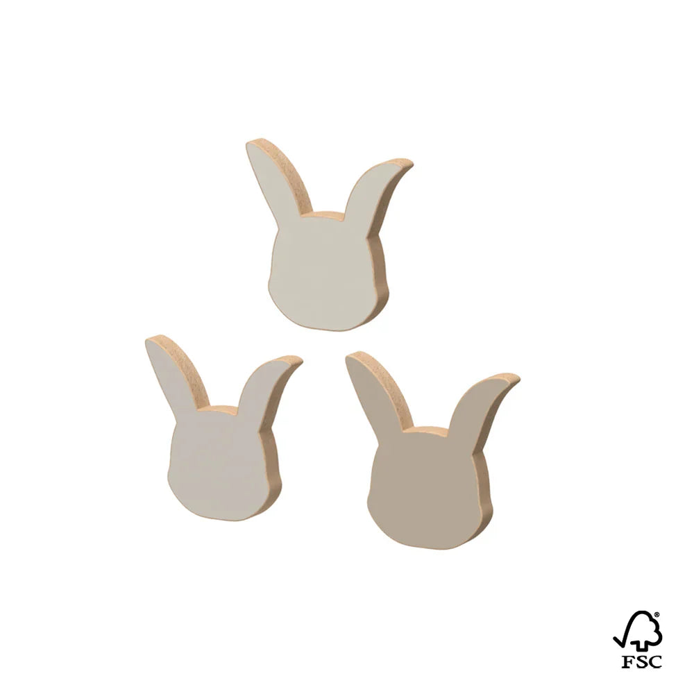 Wooden Bunny Hooks, 3-pack - FSC 100