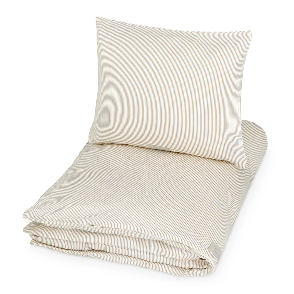 Bedding set, Junior, 100x140cm - GOTS Classic Stripes Camel