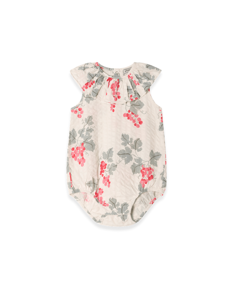 Seersucker Collar Romper, Grapes Pink