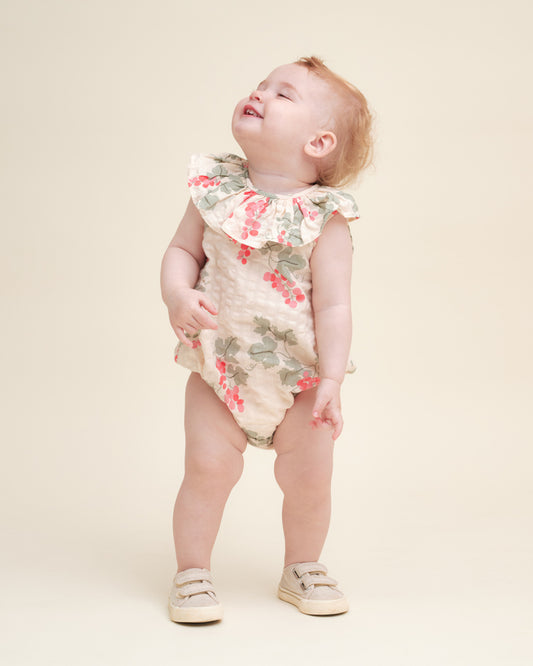 Seersucker Collar Romper, Grapes Pink