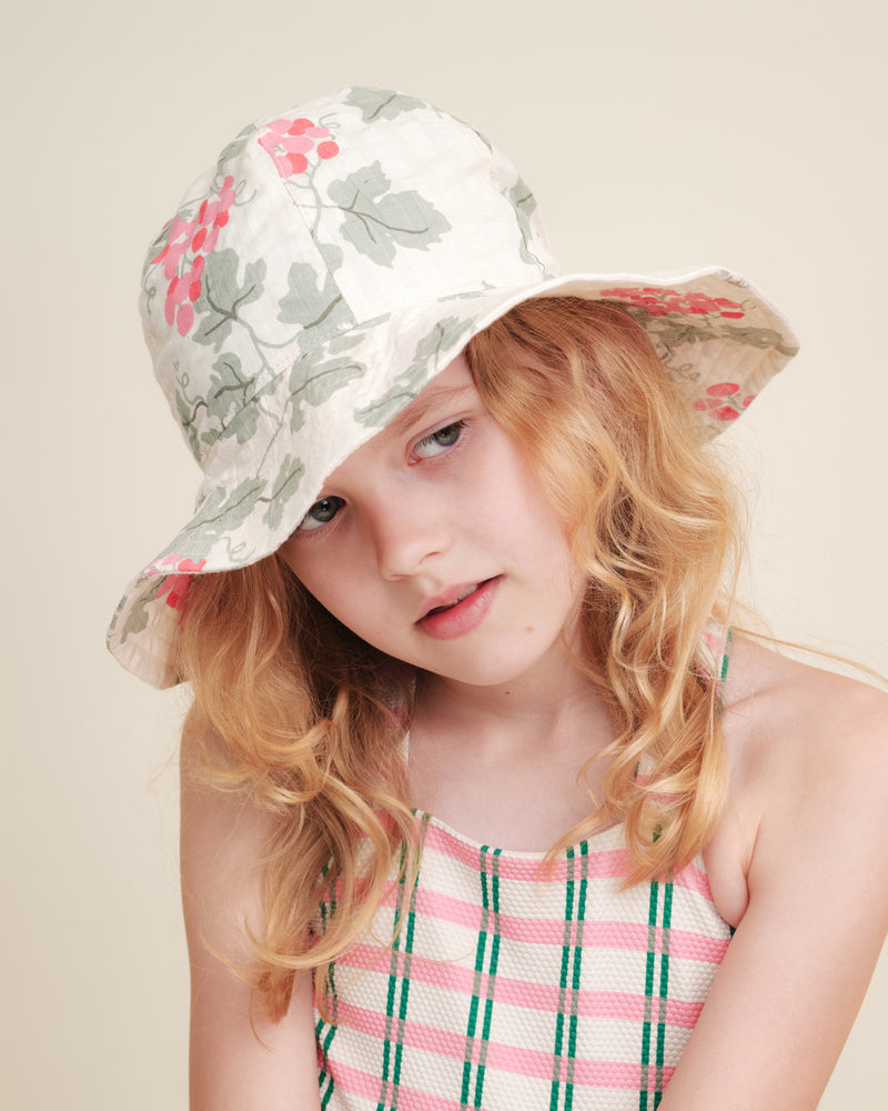 Seersucker Sun Hat Grapes Pink