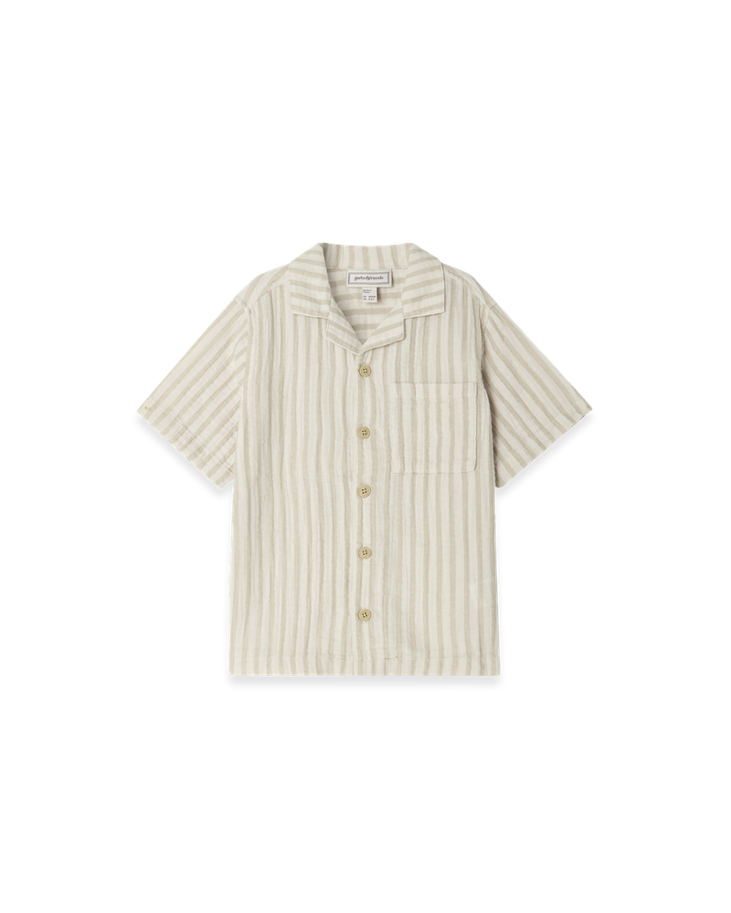 Muslin SS Shirt Baby, Stripe Pebble