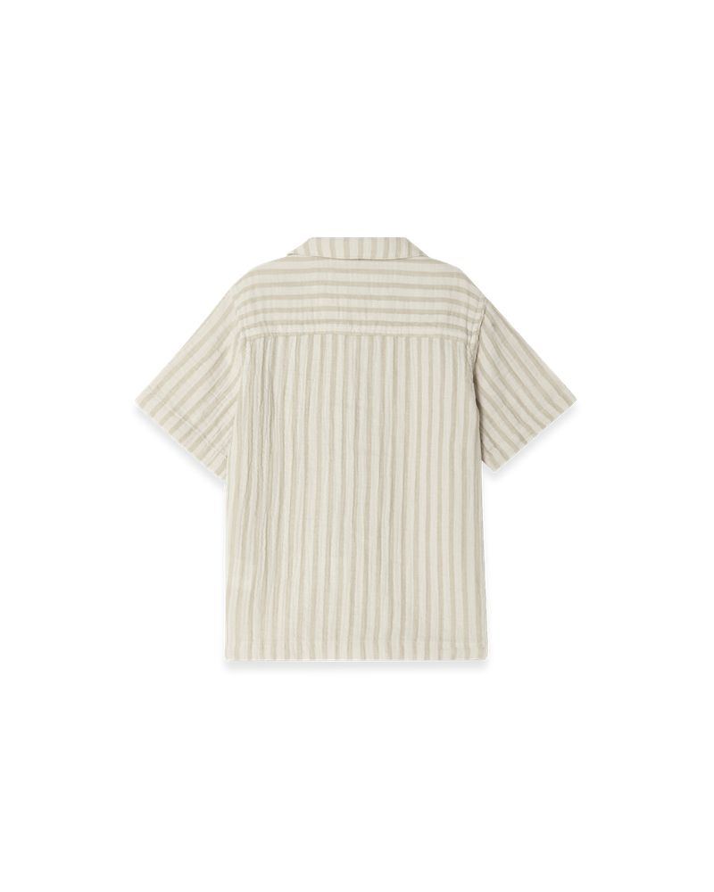 Muslin SS Shirt Baby, Stripe Pebble