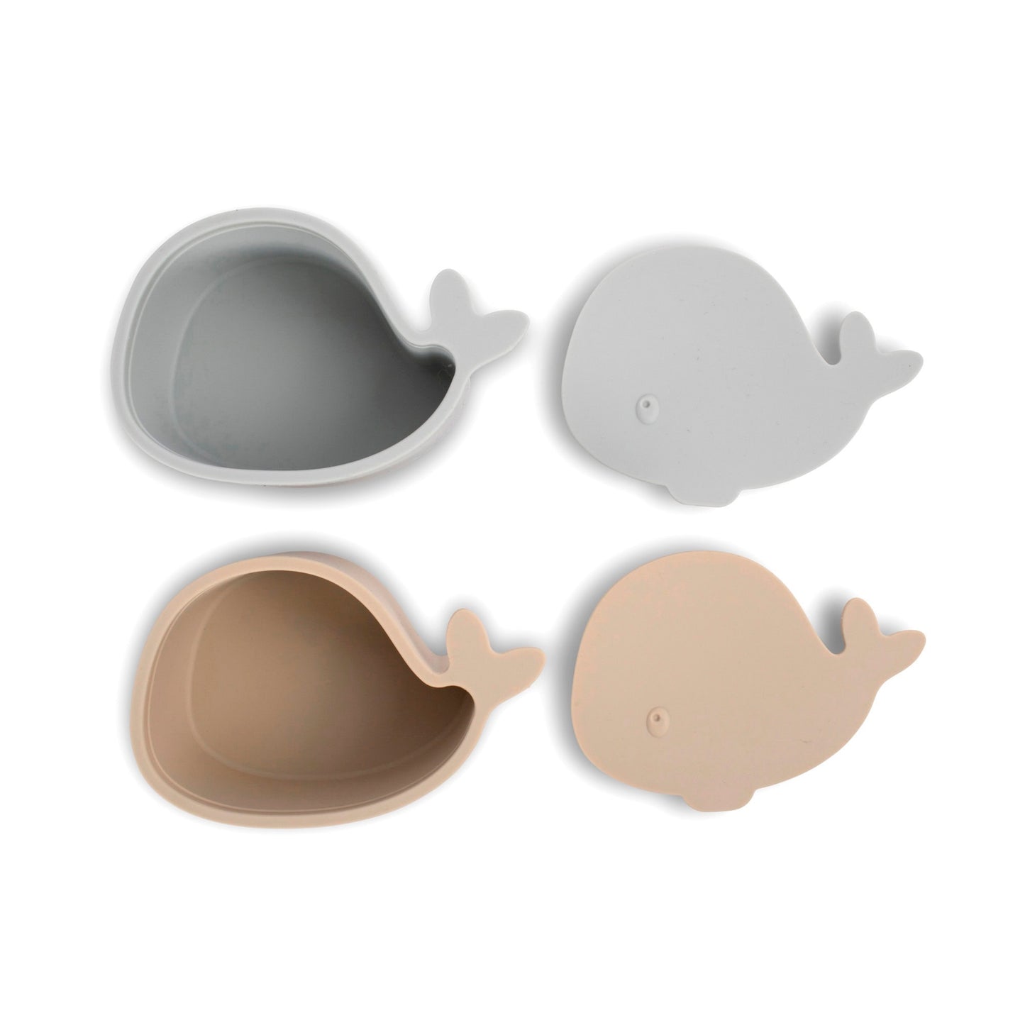 Set of 2 silicone mini snack boxes Christian the Whale - Pearl Blue