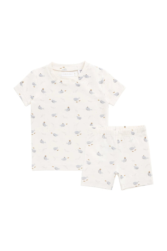 Organic Cotton Skye Short Sleeve Pyjama Set - Whales