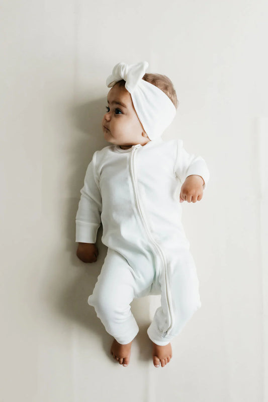 Pima Cotton Frankie Zip Onepiece - Milk