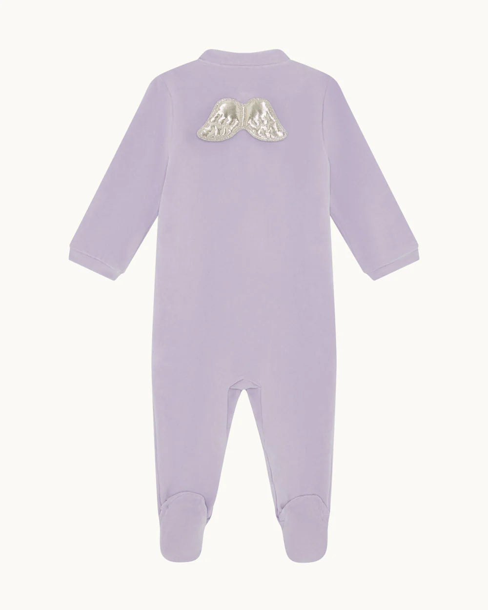 Velour Angel Wing Sleepsuit - Silver & Lilac