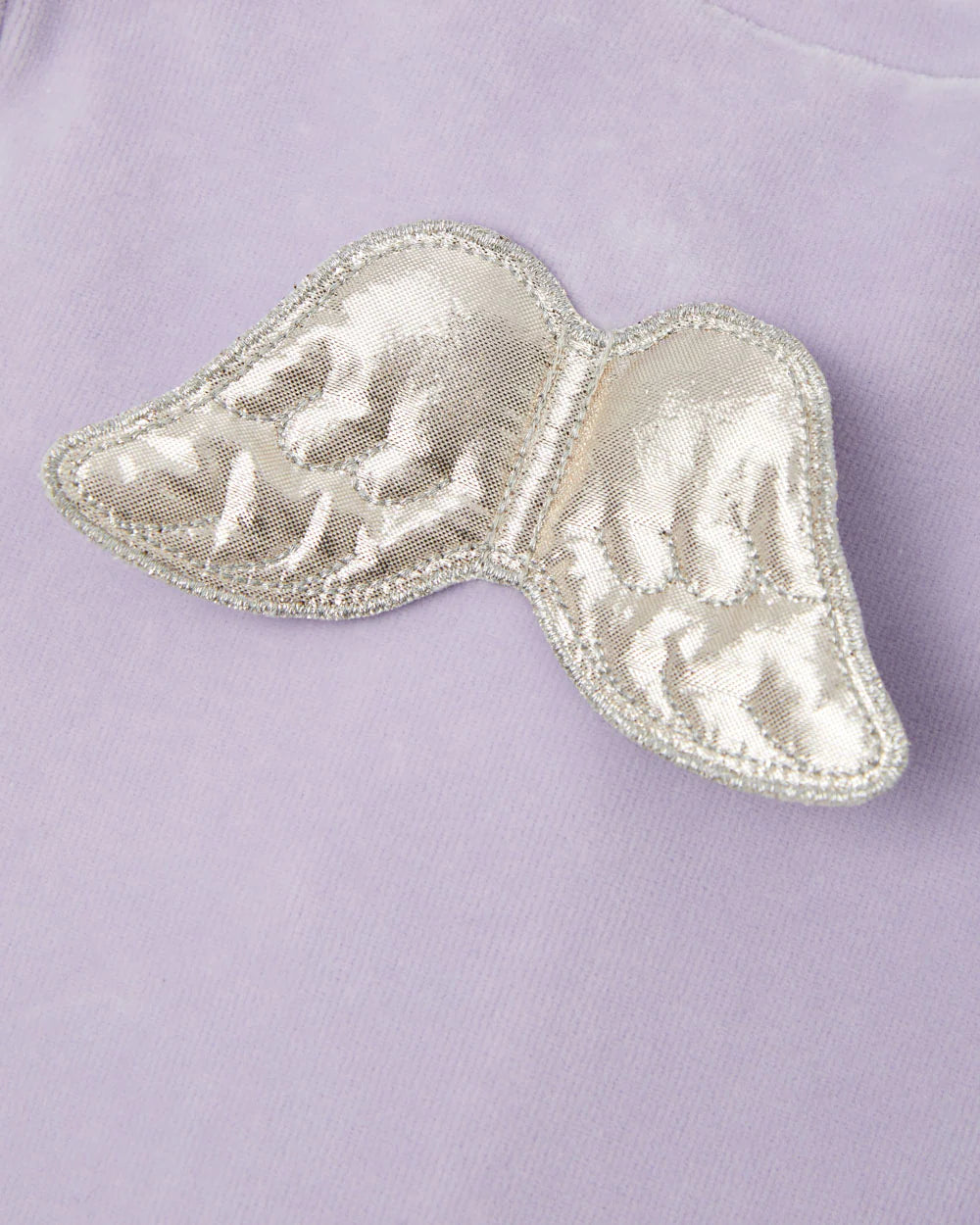 Velour Angel Wing Sleepsuit - Silver & Lilac