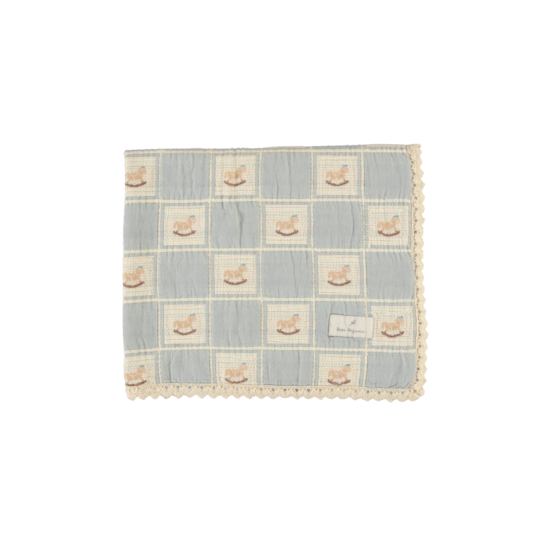 Rocking Horse Blanket Blue Horse Patchwork Baby Size