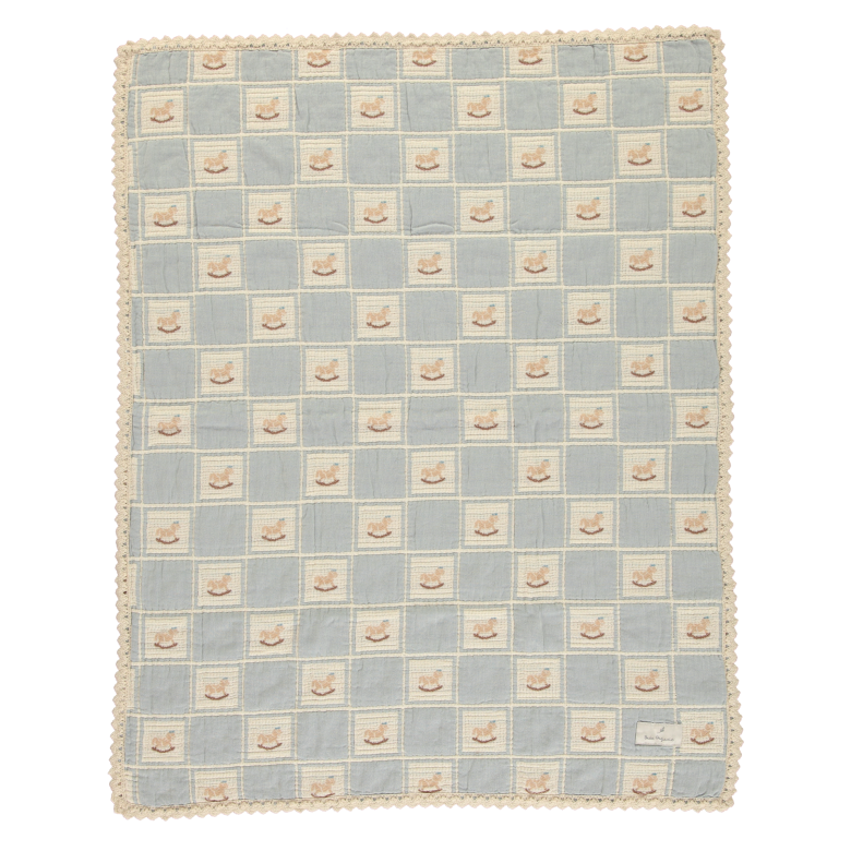 Rocking Horse Blanket Blue Horse Patchwork Baby Size