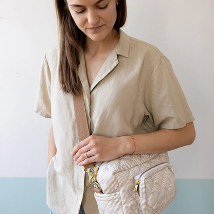 Small Changing Bag - OCS Classic Stripes Camel