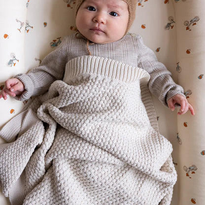 Harper Baby Knit Throw - GOTS - Off White 100X80