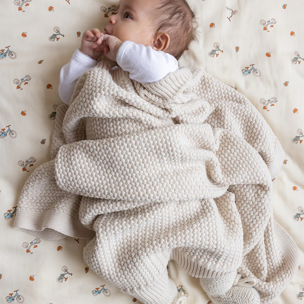 Harper Baby Knit Throw - GOTS - Off White 100X80