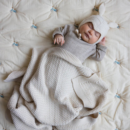 Harper Baby Knit Throw - GOTS - Off White 100X80