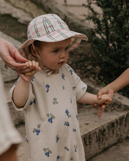Seersucker Sun Hat, Check Carnation