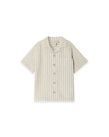 Muslin SS Shirt Baby, Stripe Pebble