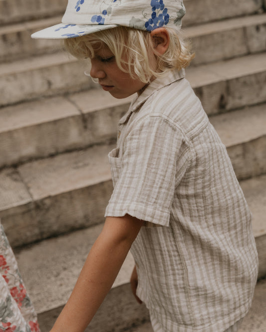 Muslin SS Shirt Baby, Stripe Pebble