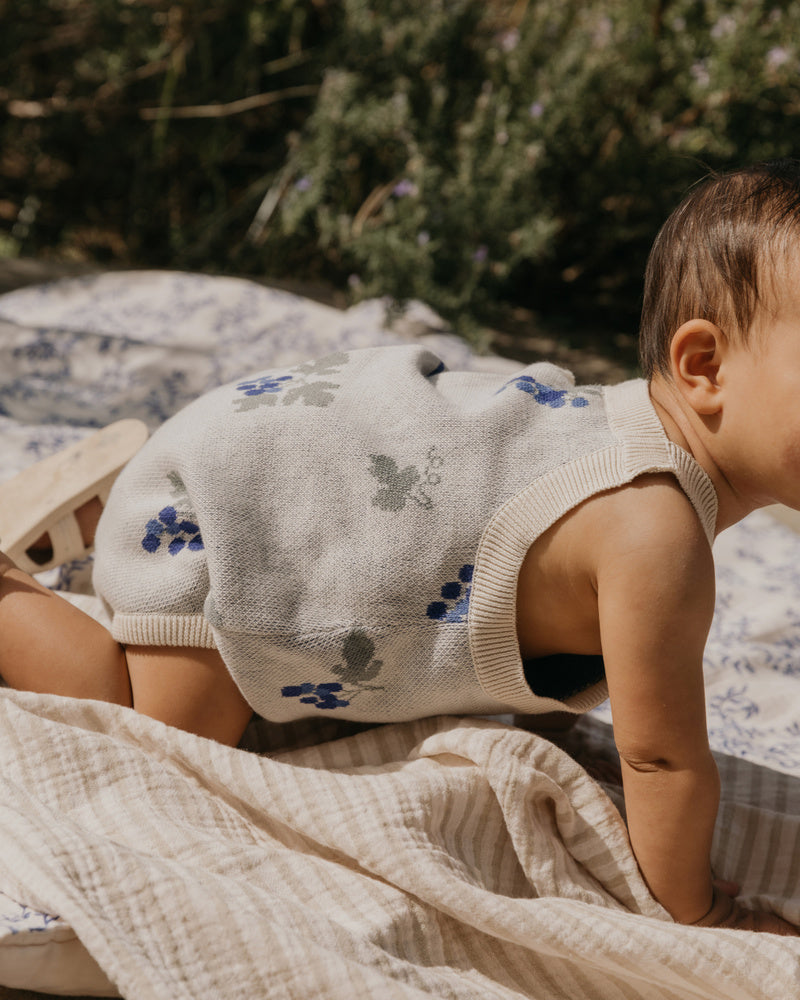 Knitted Romper, Grapes Ecru