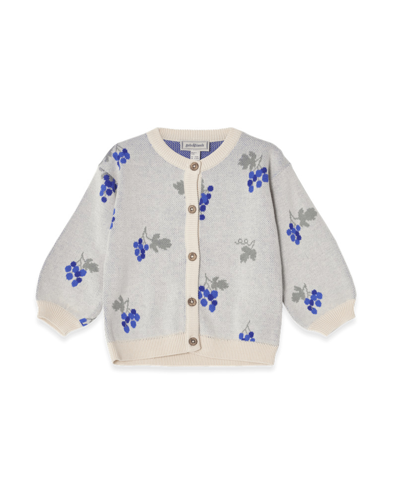 Knitted Cardigan Baby, Grapes Ecru