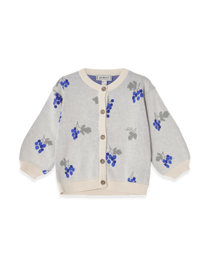 Knitted Cardigan Baby, Grapes Ecru