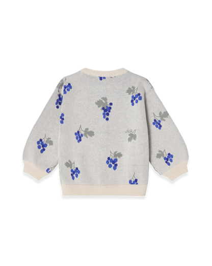 Knitted Cardigan Baby, Grapes Ecru