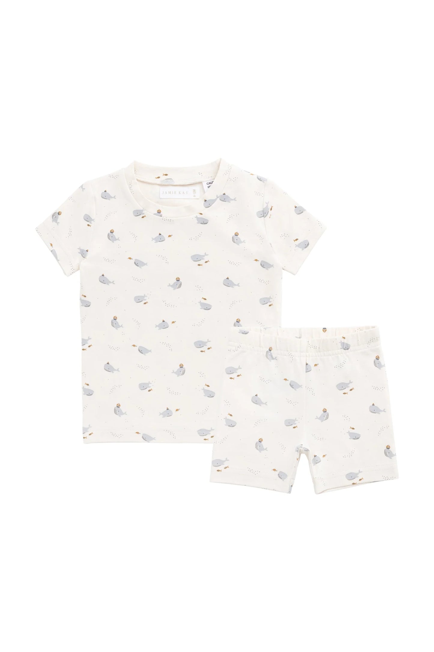Organic Cotton Skye Short Sleeve Pyjama Set - Whales