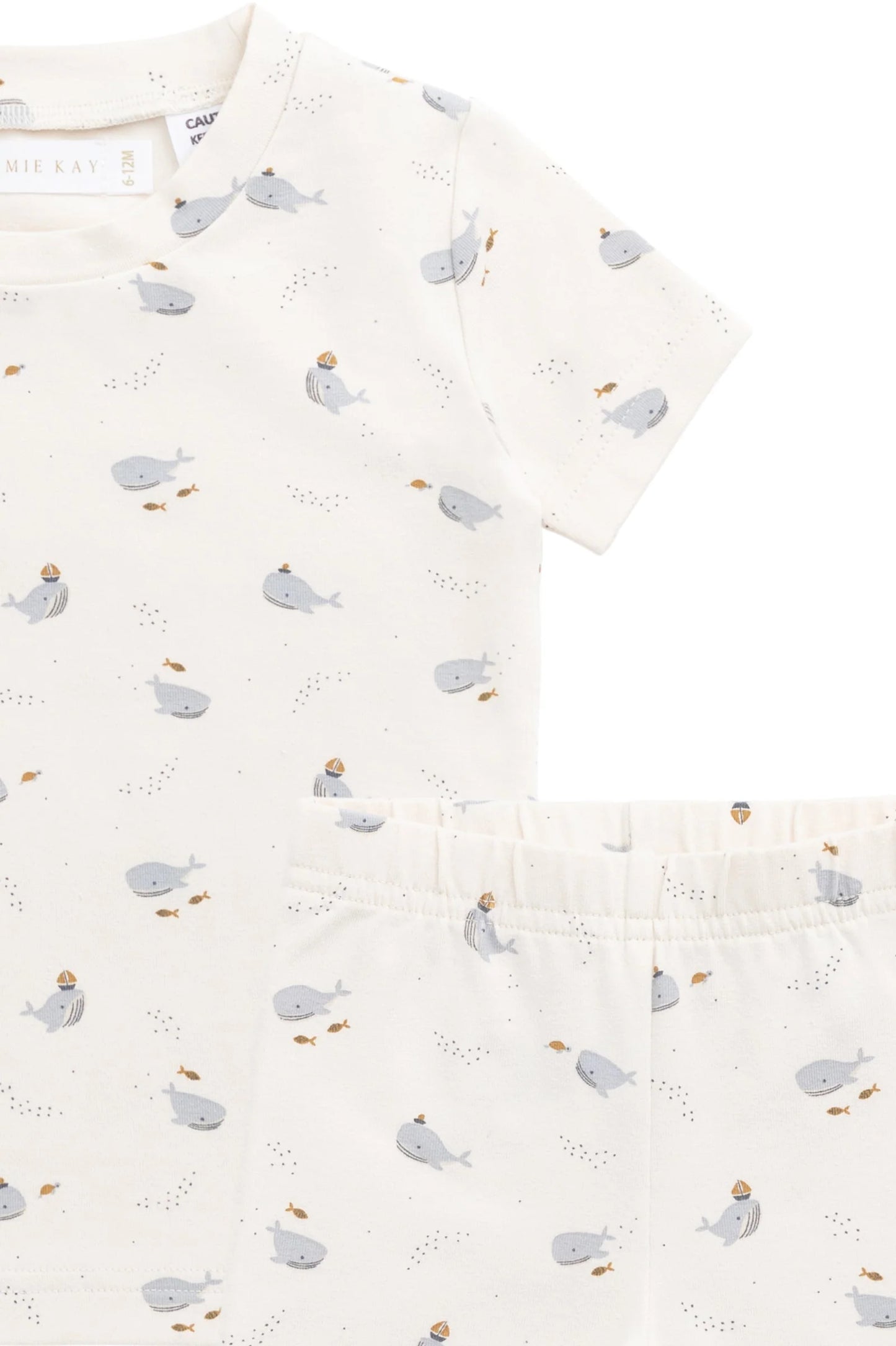 Organic Cotton Skye Short Sleeve Pyjama Set - Whales