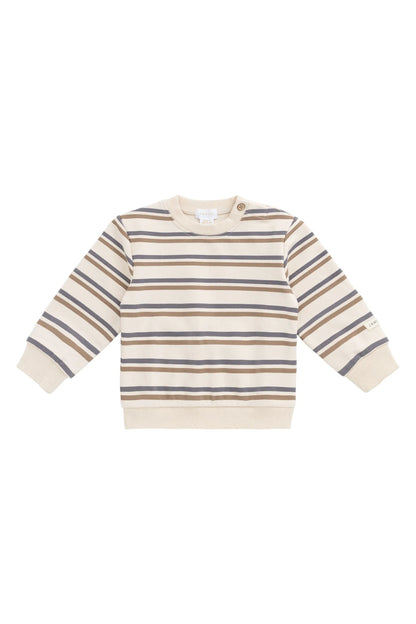 Organic Cotton Jalen Oversized Jumper - Raynor Stripe North Sea