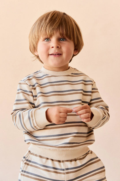 Organic Cotton Jalen Oversized Jumper - Raynor Stripe North Sea