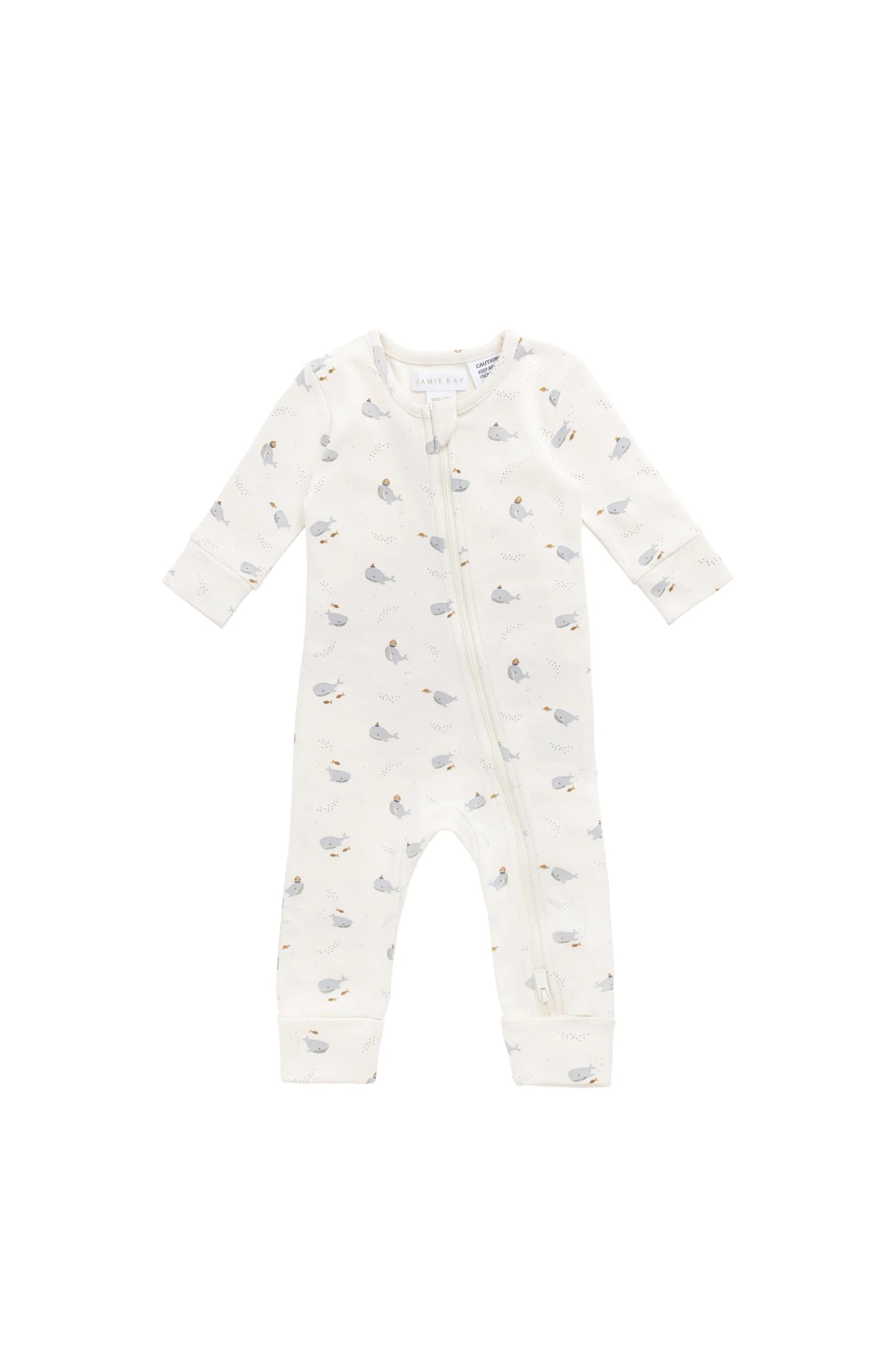 Organic Cotton Reese Zip Onepiece - Whales