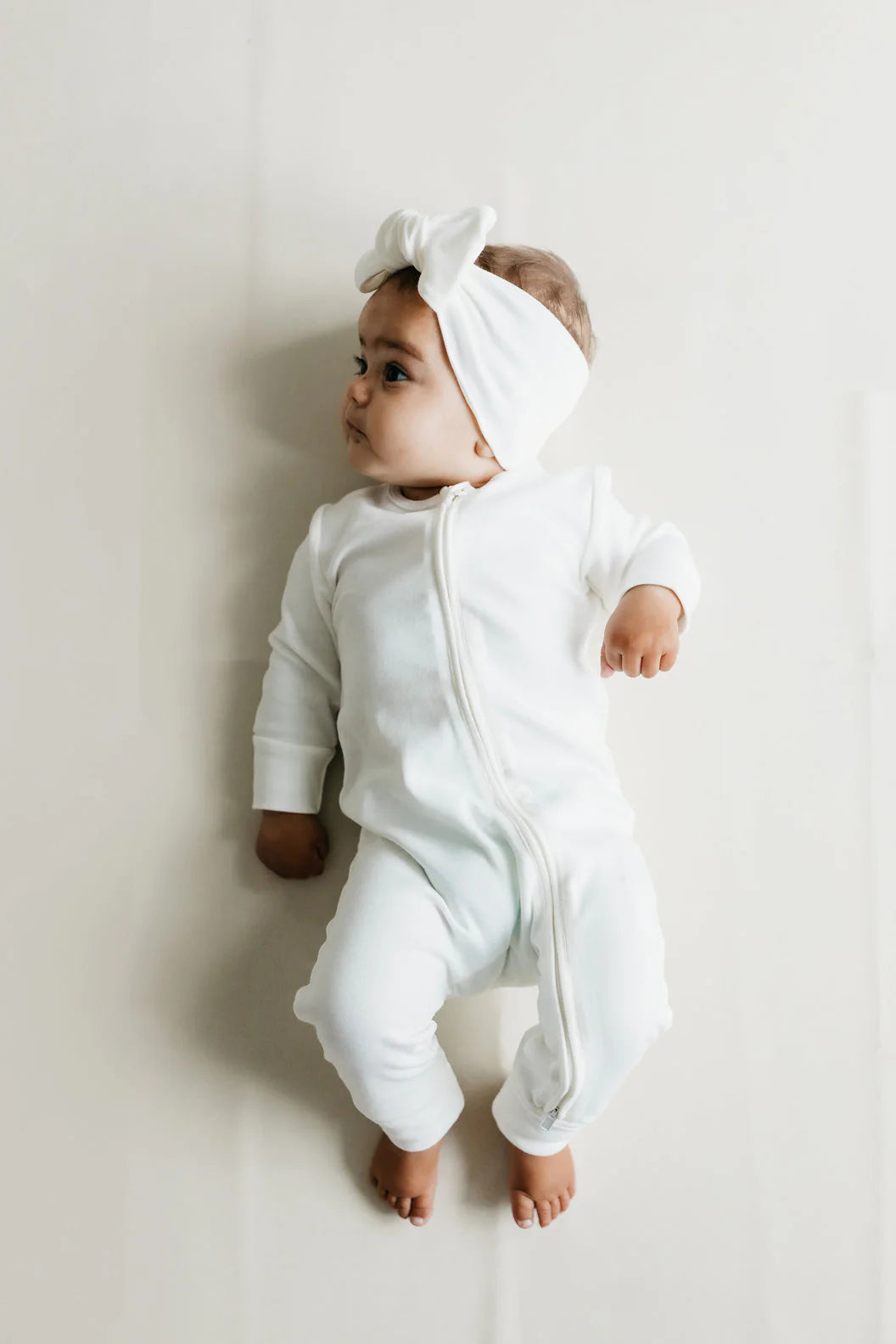 Pima Cotton Frankie Zip Onepiece - Milk