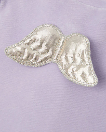 Velour Angel Wing Sleepsuit - Silver & Lilac
