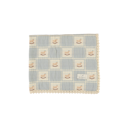 Rocking Horse Blanket Blue Horse Patchwork Baby Size