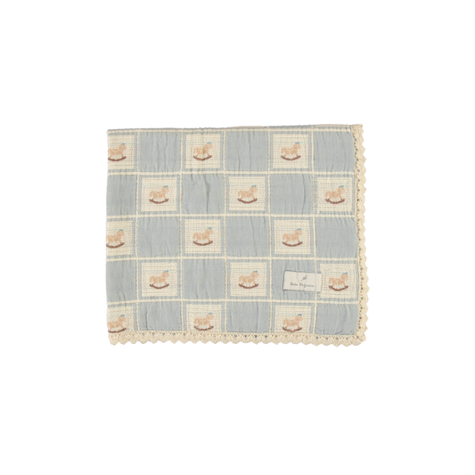 Rocking Horse Blanket Blue Horse Patchwork Baby Size