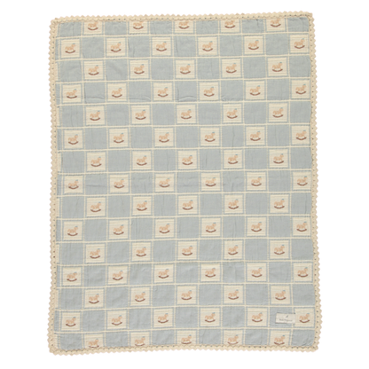 Rocking Horse Blanket Blue Horse Patchwork Baby Size