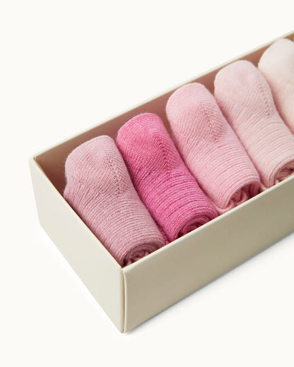 Bijou Set Of 7 Socks - Pink
