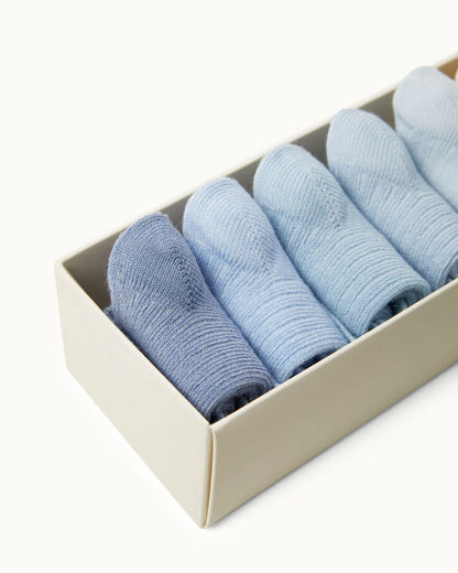 Bijou Set Of 7 Socks - Blue