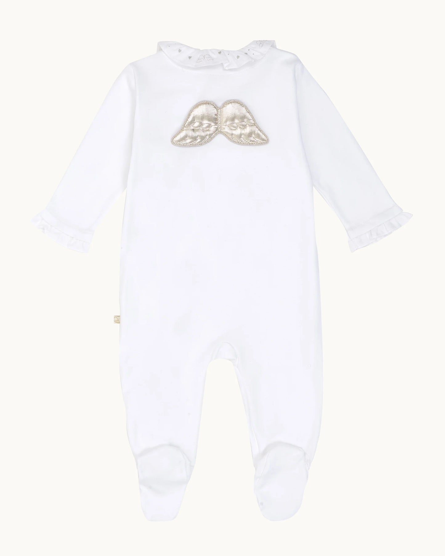 PIMA COTTON SILVER ANGEL WING SLEEPSUIT