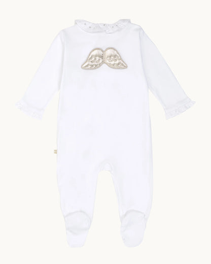 PIMA COTTON SILVER ANGEL WING SLEEPSUIT