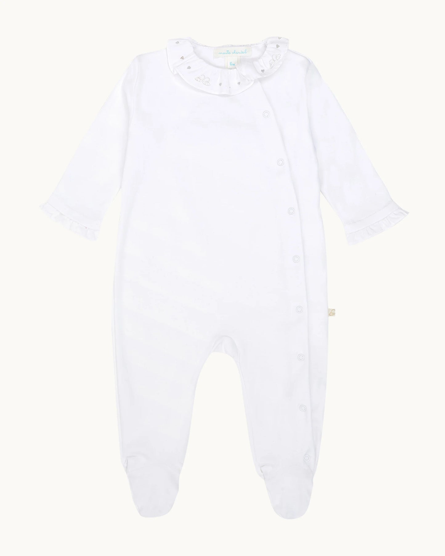 PIMA COTTON SILVER ANGEL WING SLEEPSUIT