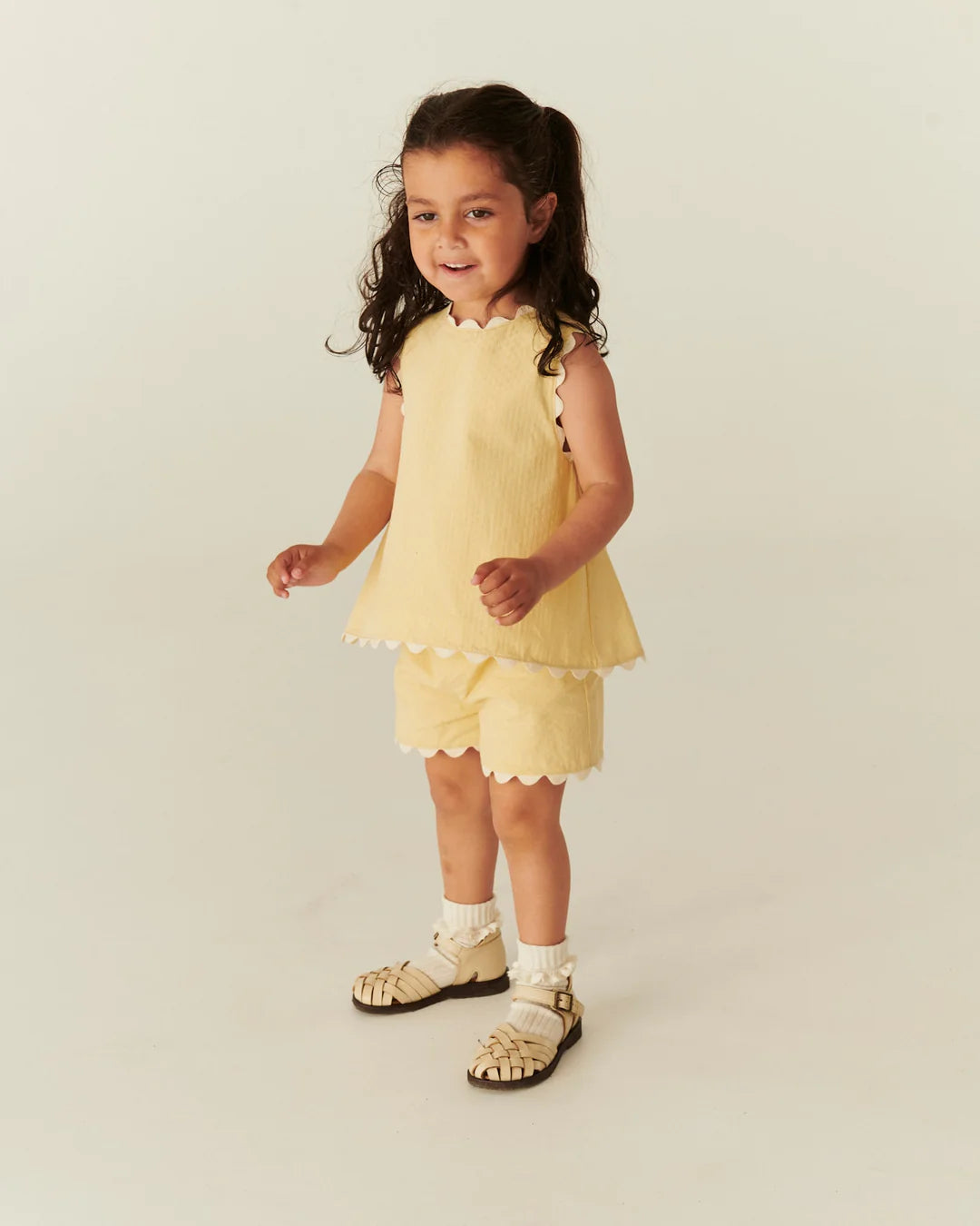 DECO TOP & SHORTS SET - PALE YELLOW COMB.