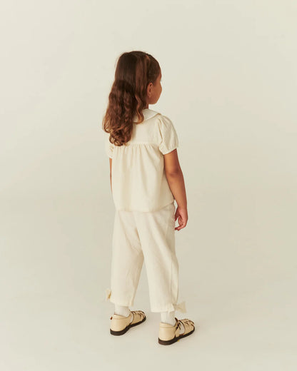 BLOUSE W. DECO EDGE - CREAM COMB