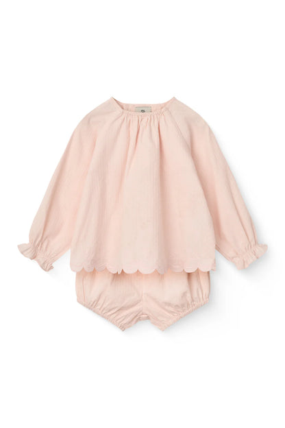 BLOUSE & BLOOMERS BABY SET - DUSTY ROSE COMB