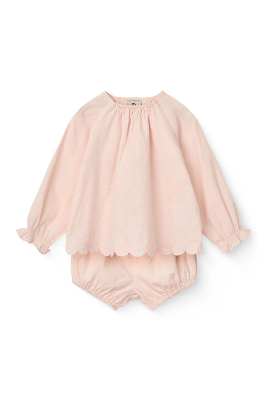BLOUSE & BLOOMERS BABY SET - DUSTY ROSE COMB