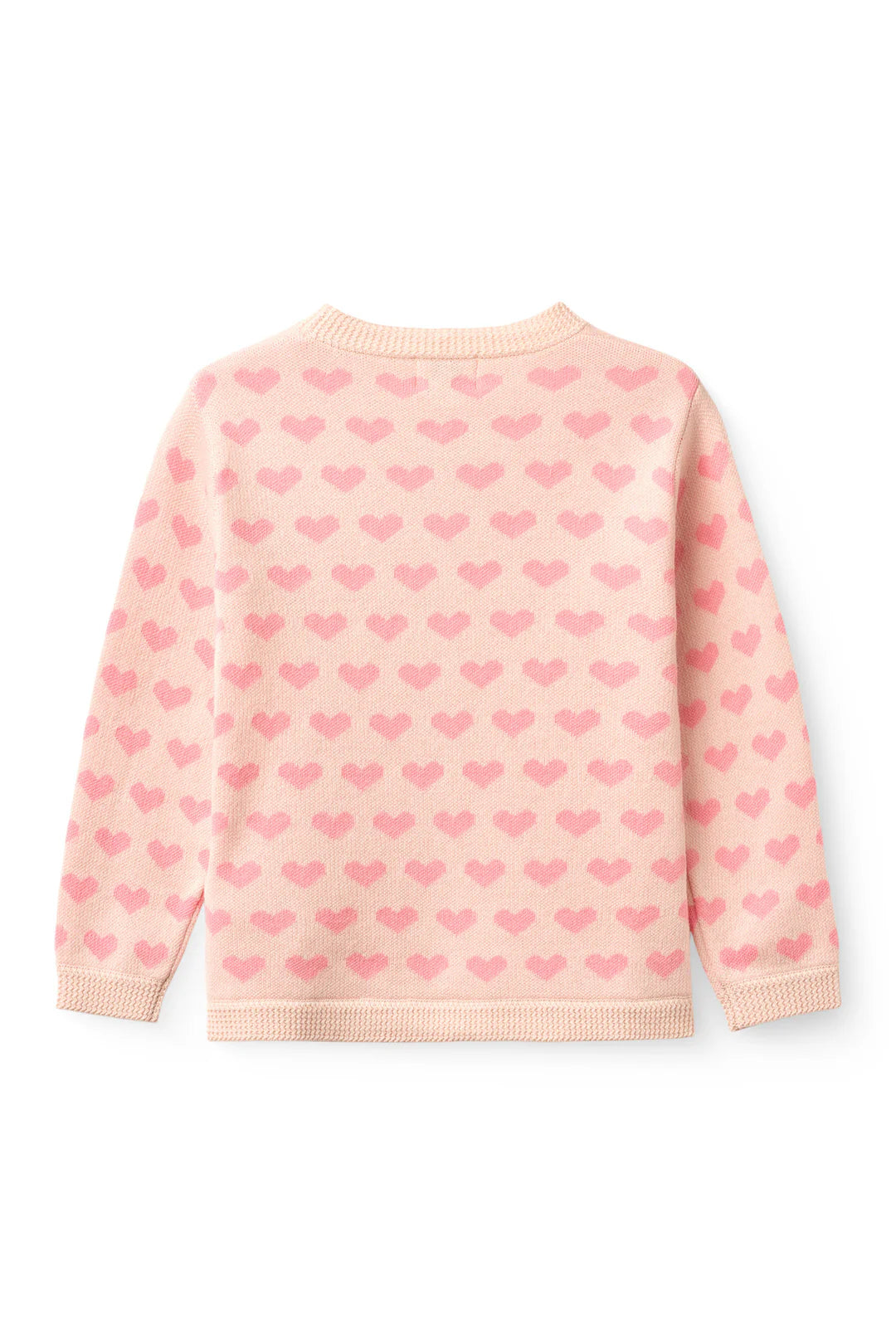 HEART CARDIGAN W. CROCHET EDGE - PINK COMB