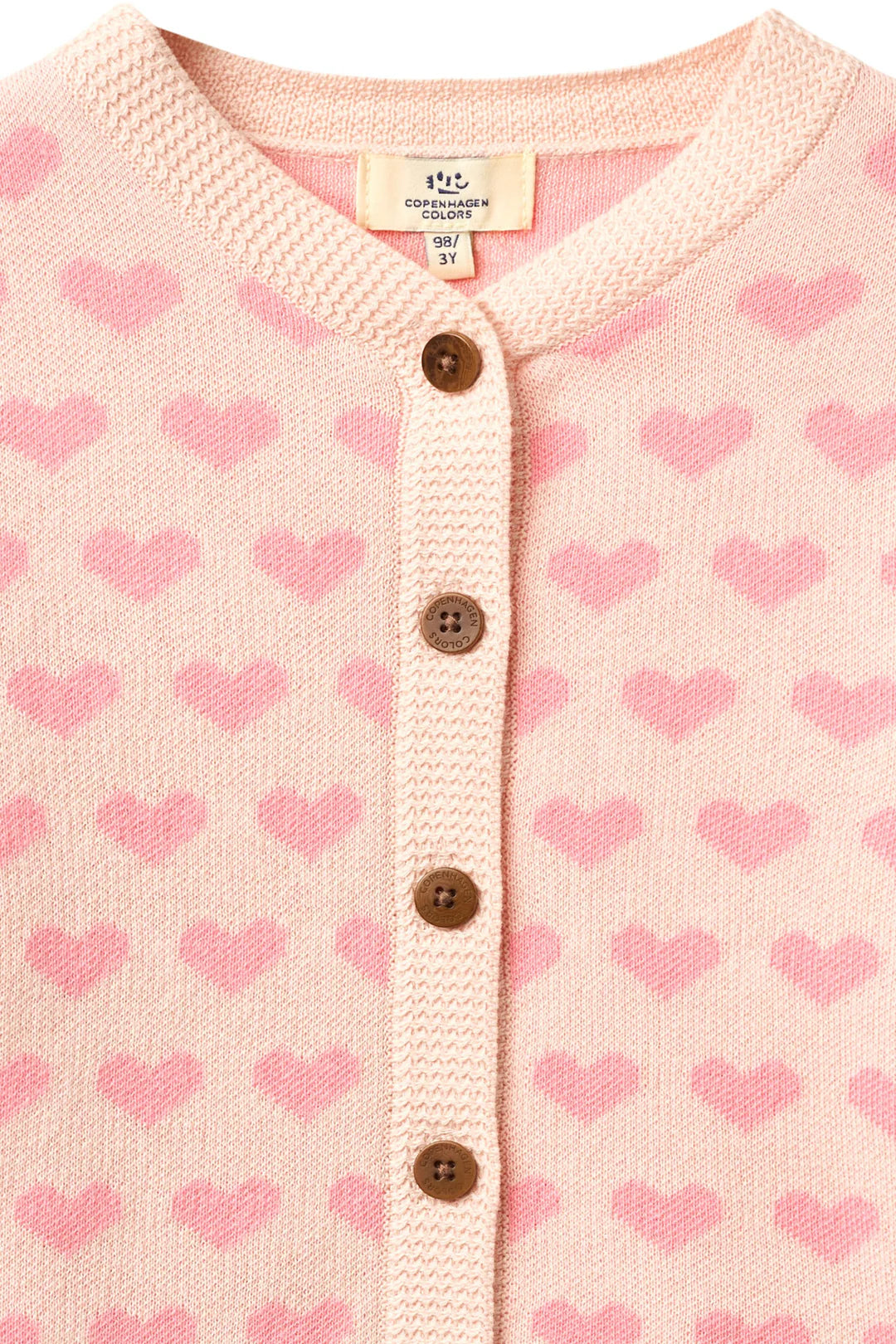 HEART CARDIGAN W. CROCHET EDGE - PINK COMB
