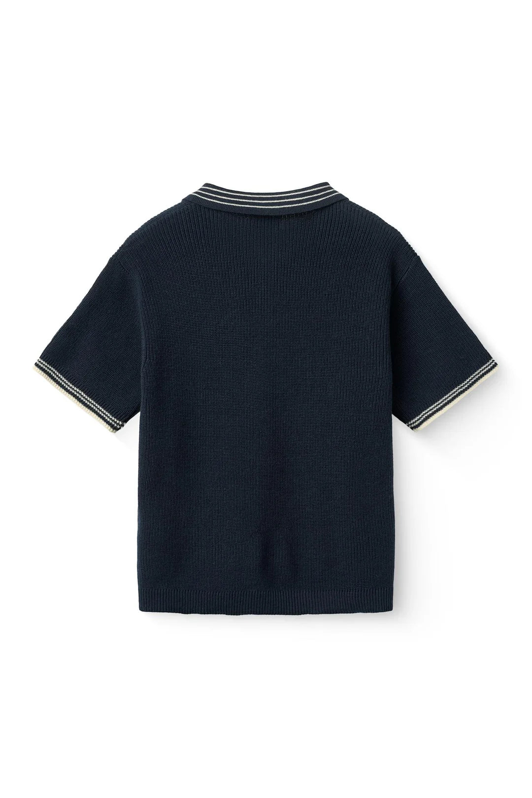KNITTED PATTERN SHIRT W. CONTRAST - NAVY COMB.