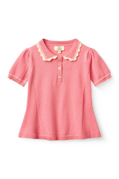 KNITTED PEPLUM BLOUSE - PINK COMB